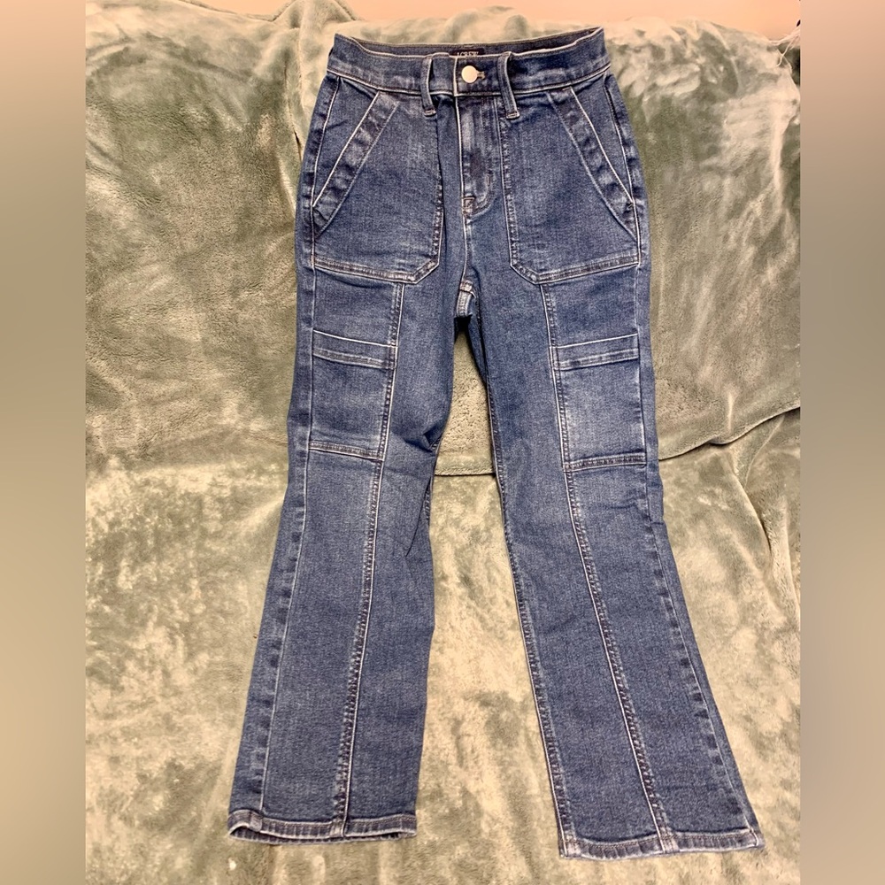 J Crew Factory Petite Straight Leg Cargo Jeans